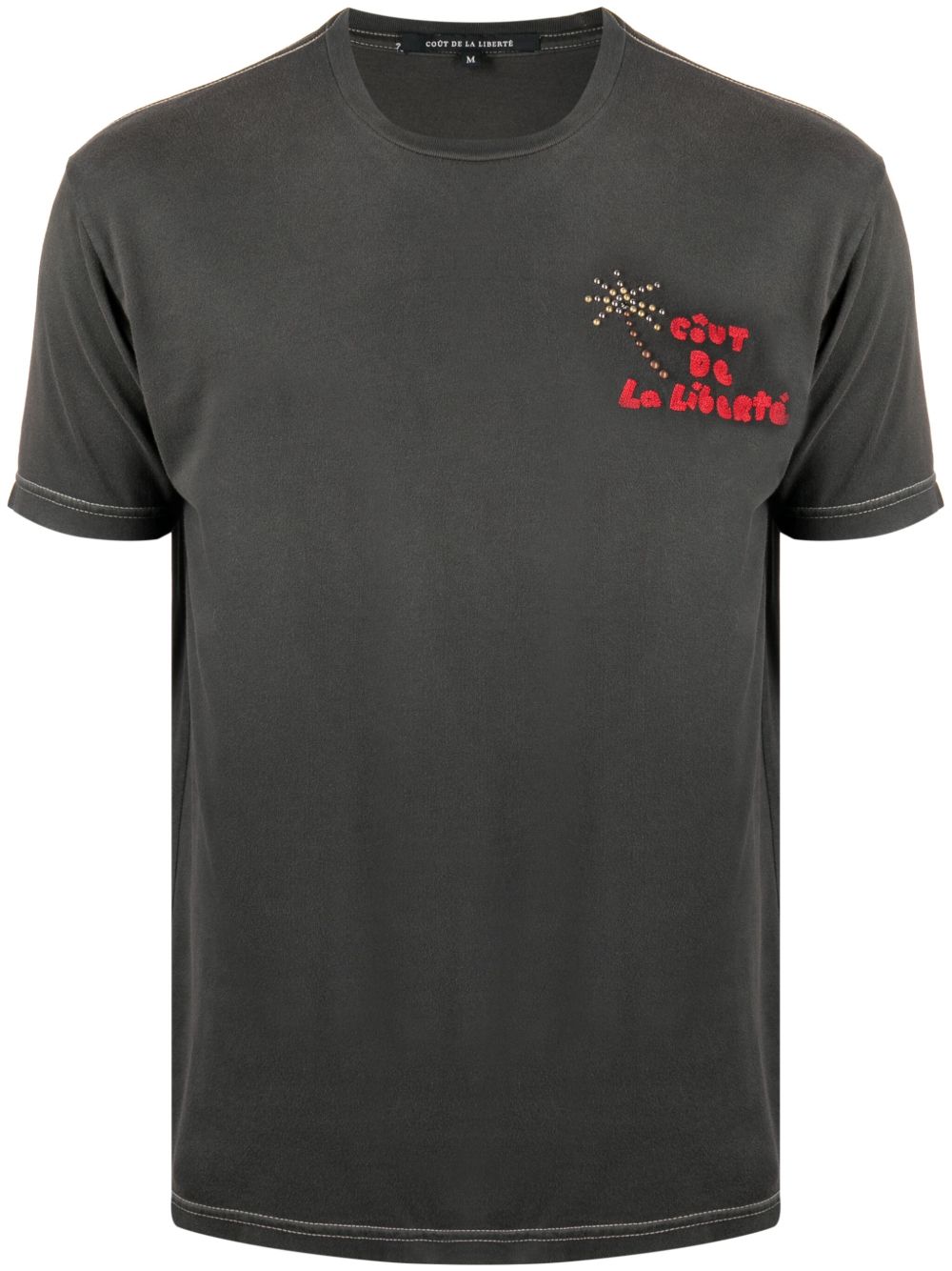 bead-embellished logo-embroidered T-shirt