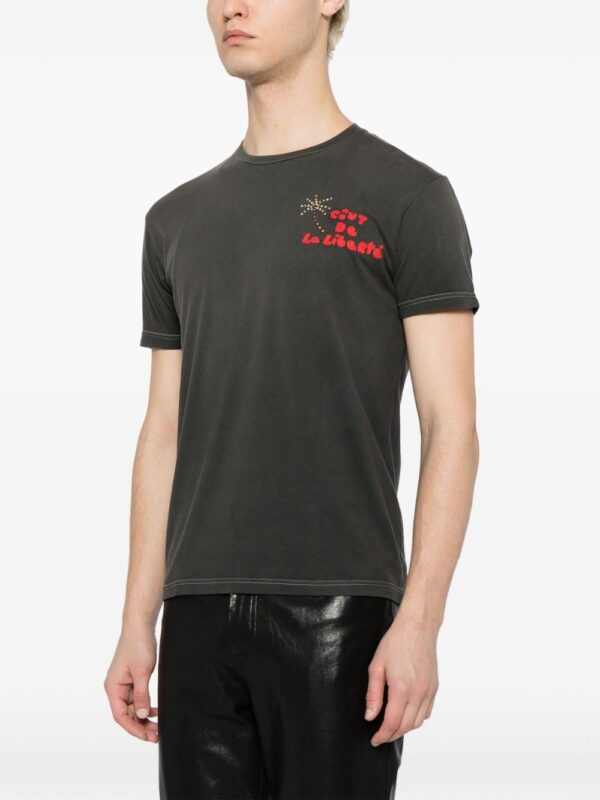 ⁦bead-embellished logo-embroidered T-shirt⁩ - الصورة ⁦2⁩
