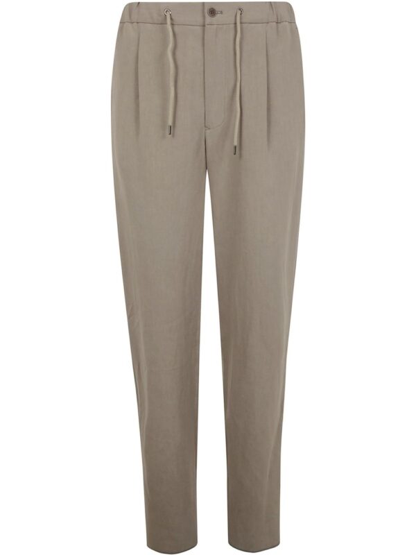 pleat-detailing linen trousers