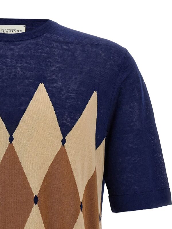 ⁦argyle-jacquard T-shirt⁩ - الصورة ⁦4⁩