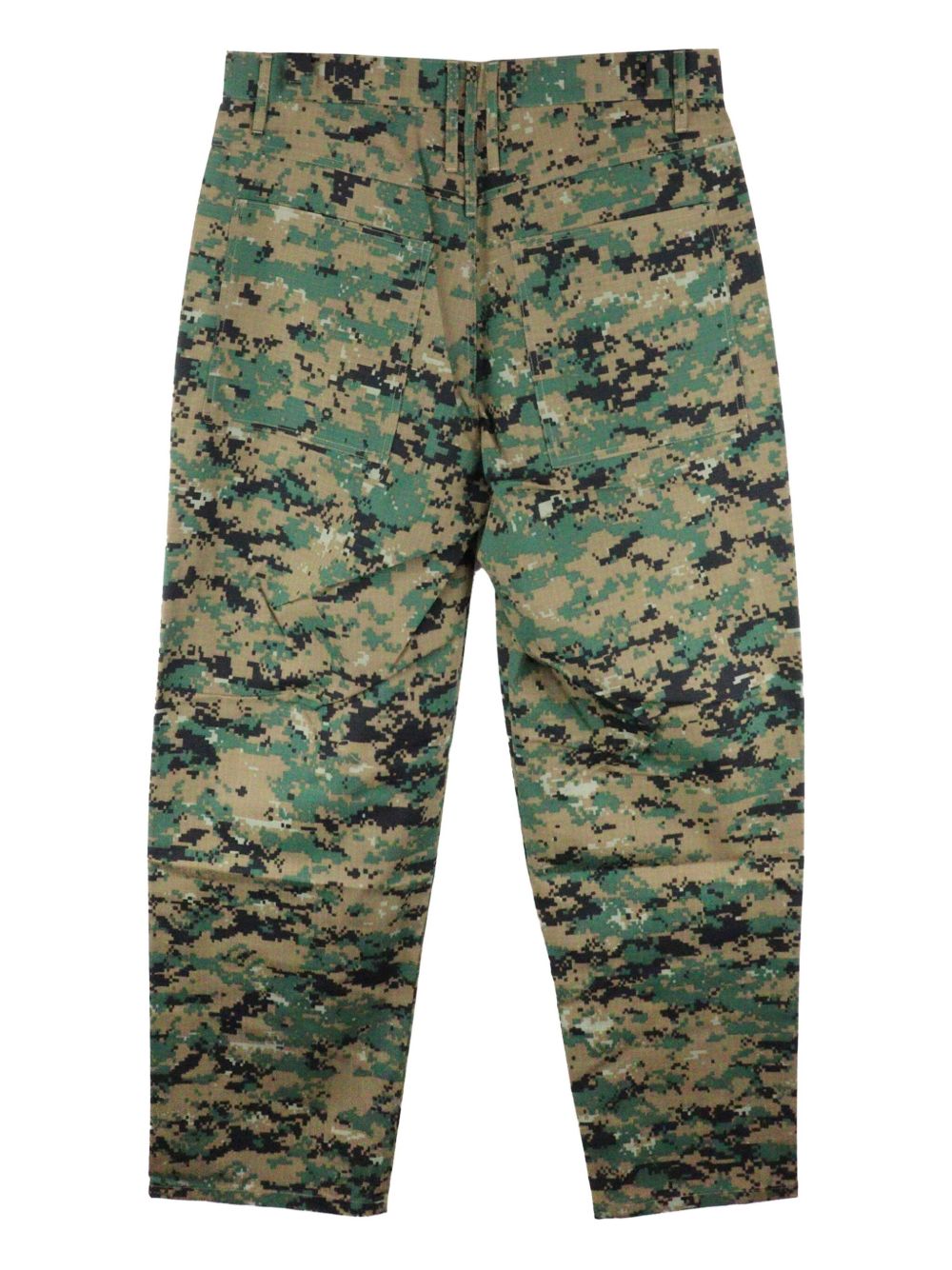 camouflage-print trousers