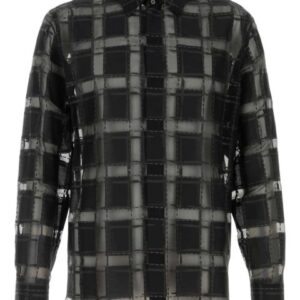 check-print organza shirt