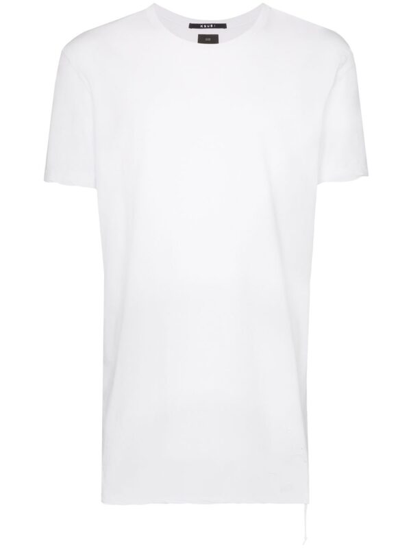 ⁦distressed-hem longline T-shirt⁩ - الصورة ⁦2⁩