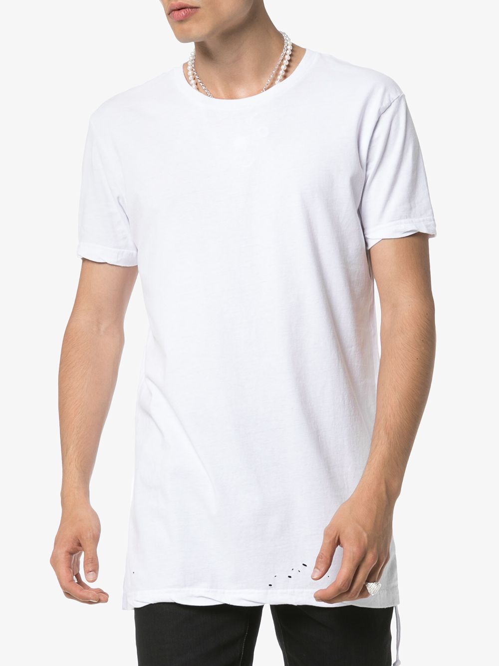 distressed-hem longline T-shirt