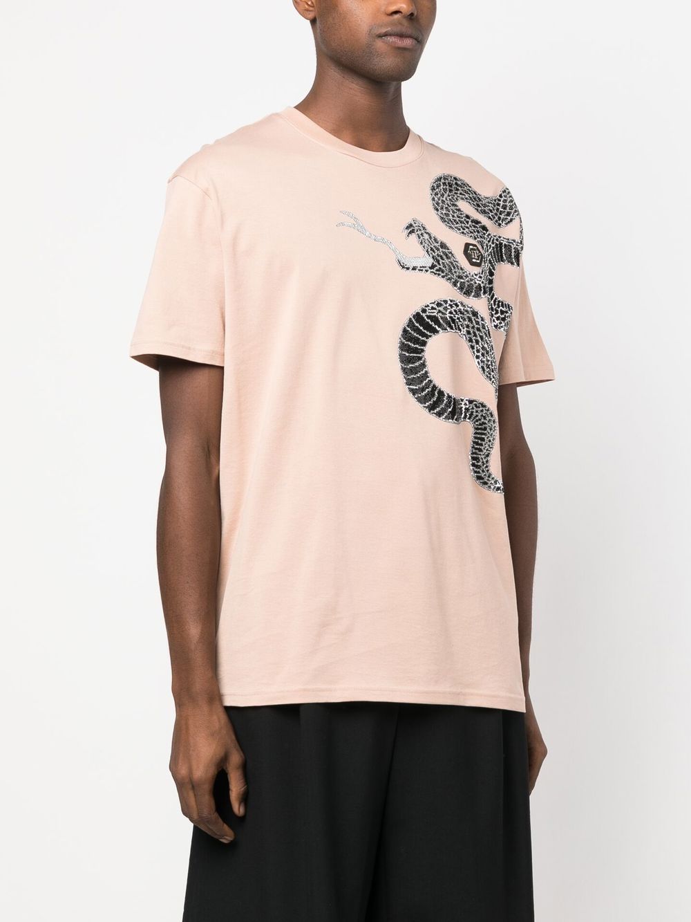 embellished snake-print T-shirt