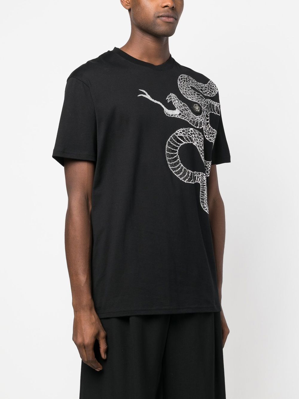 embellished snake-print T-shirt