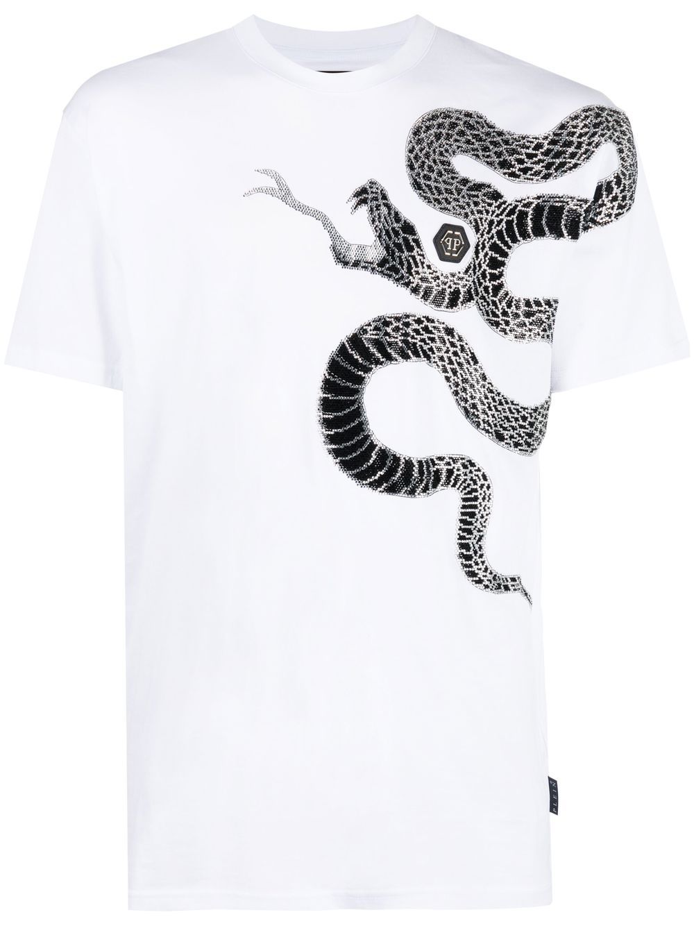 embellished snake-print T-shirt