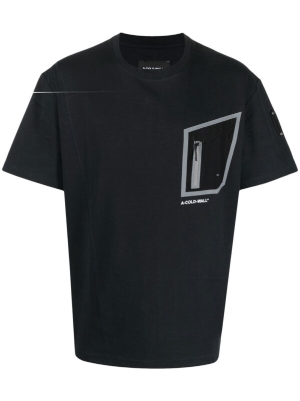 asymmetric-pocket logo-print T-shirt