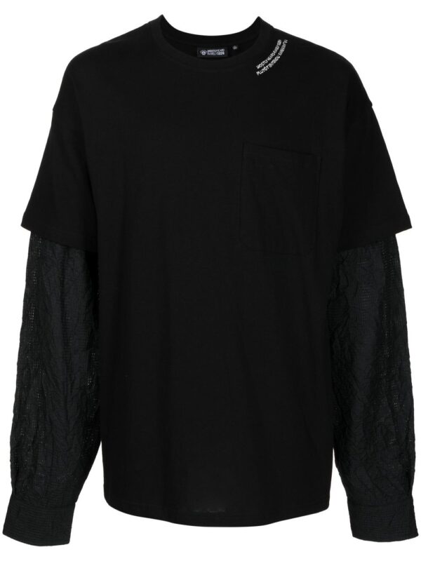 Crinkle layered long-sleeve T-shirt