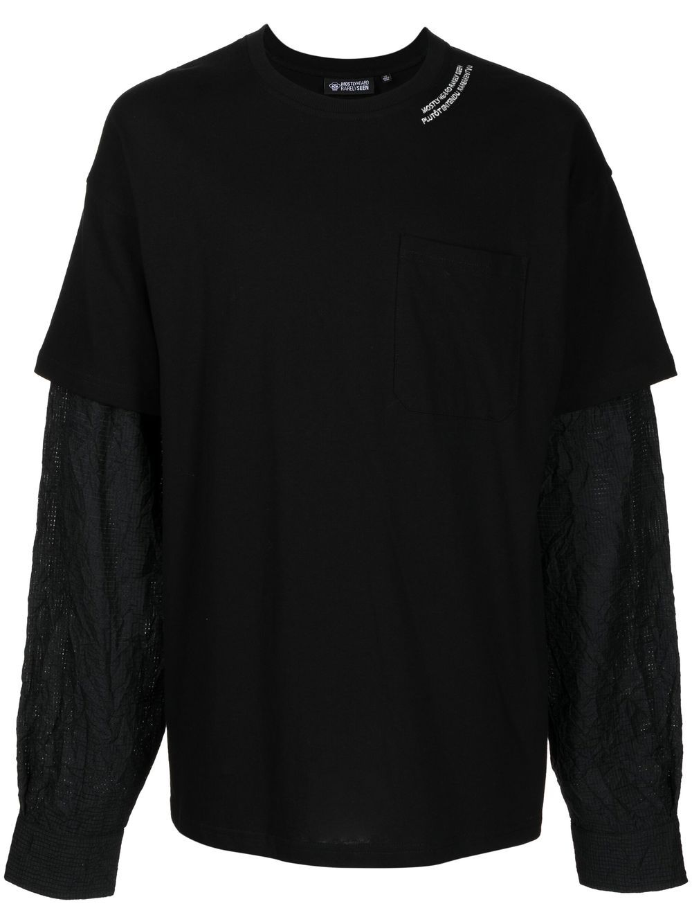 Crinkle layered long-sleeve T-shirt