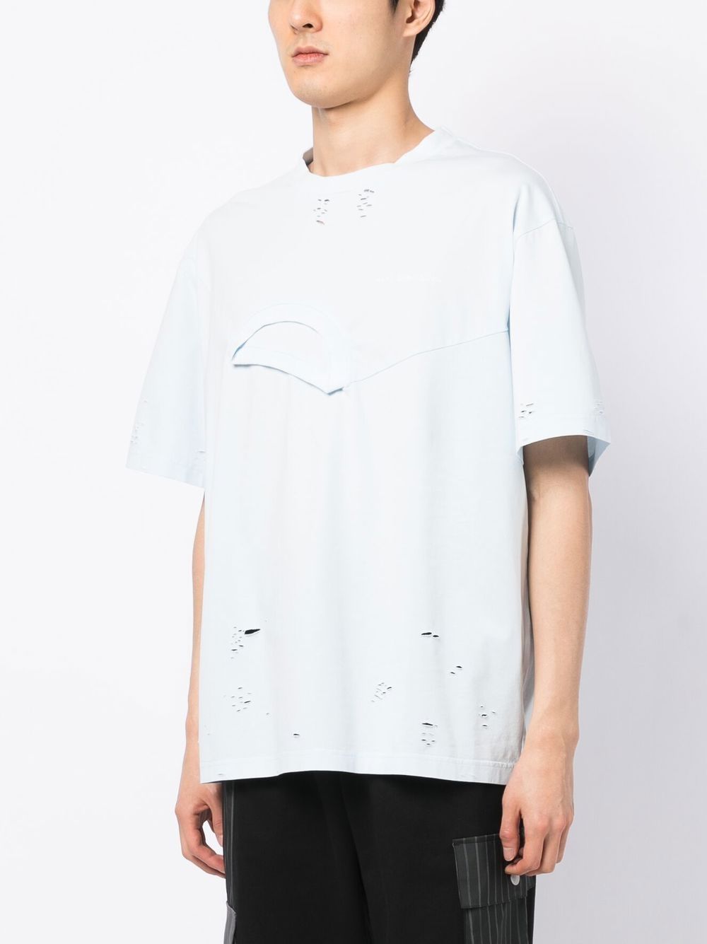 double-layer distressed effect T-shirt