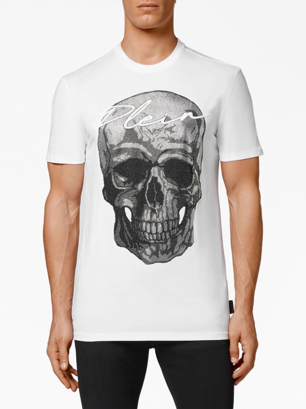 crystal-embellished skull cotton T-shirt