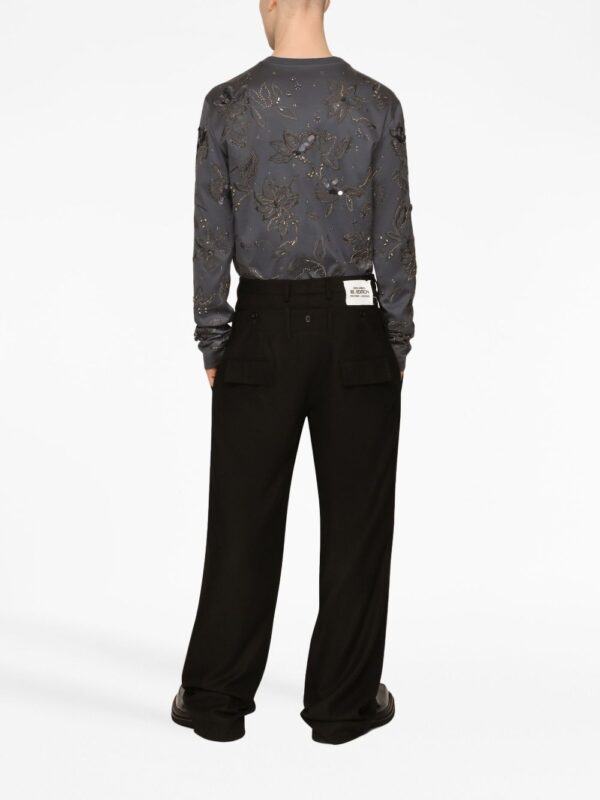 ⁦embroidered long-sleeved cotton T-shirt⁩ - الصورة ⁦2⁩