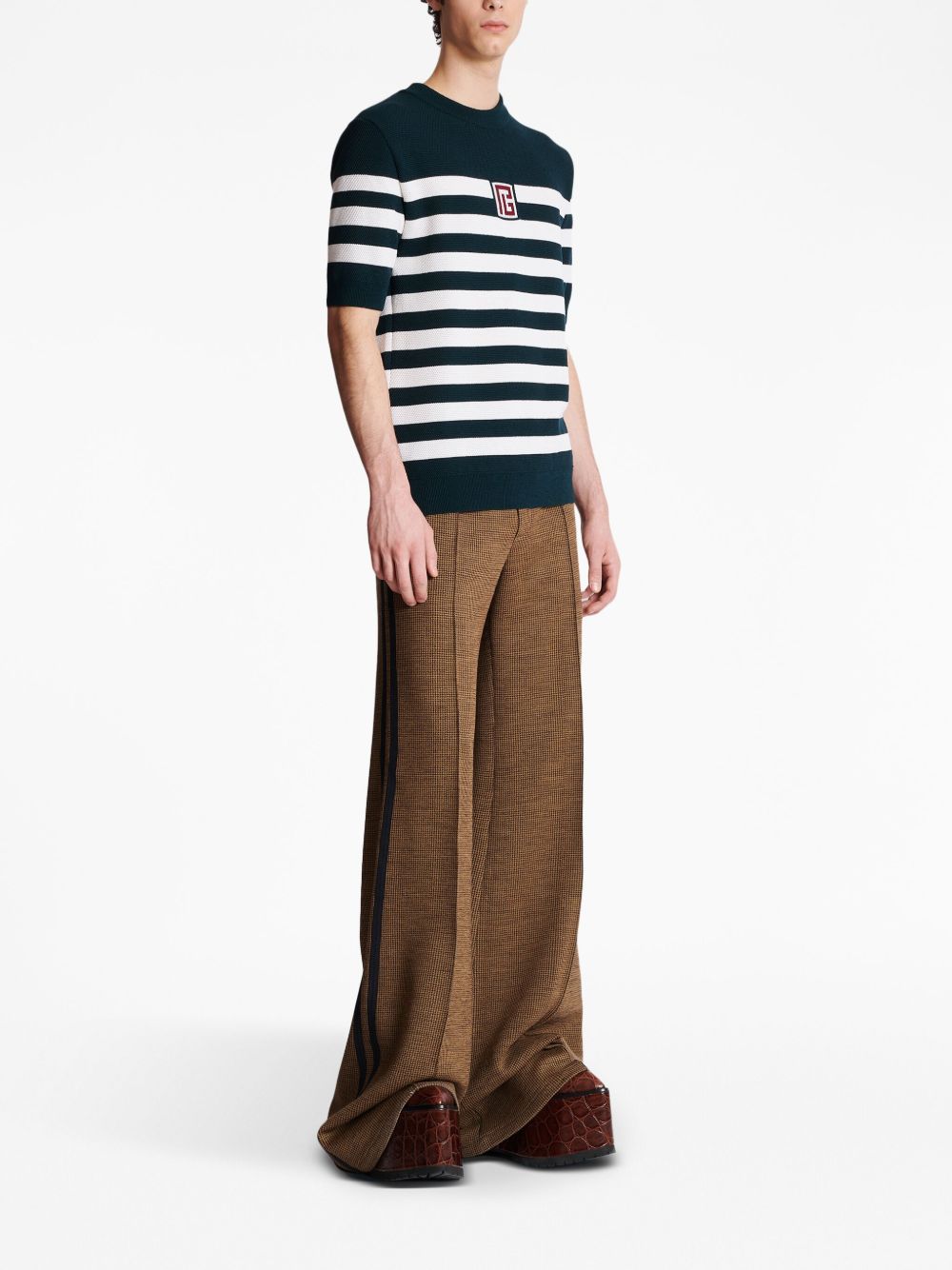 embroidered-logo wool T-shirt