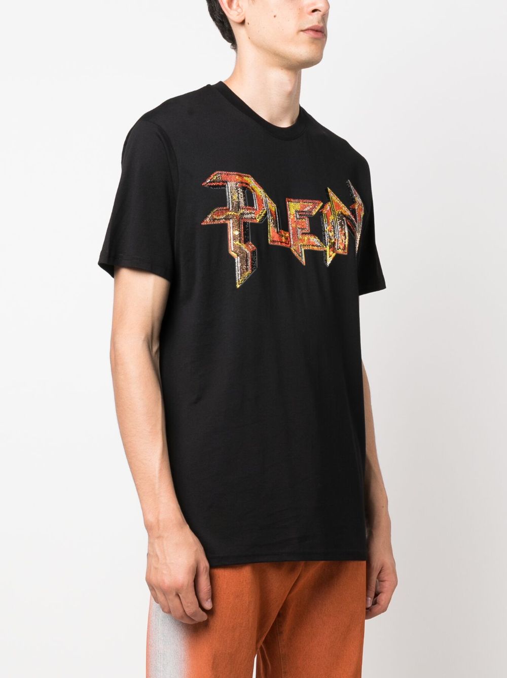 Chrome gem-embellished T-shirt