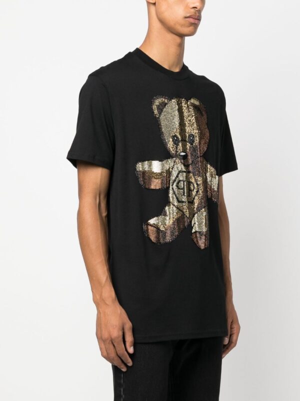 Bear-motif round-neck T-shirt