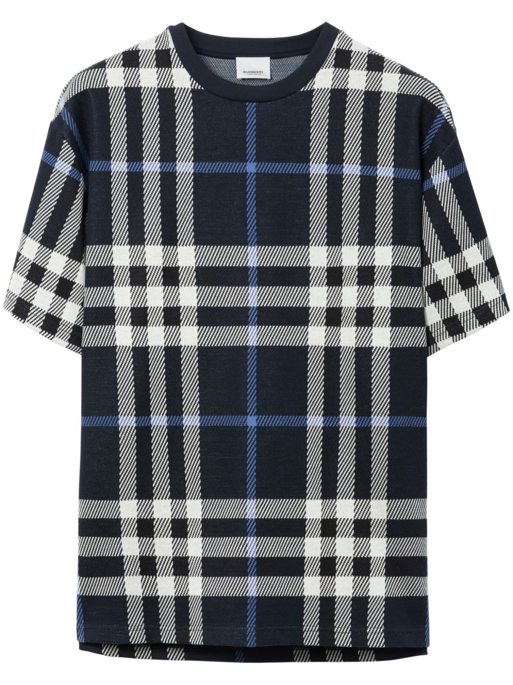 check-pattern cotton T-shirt