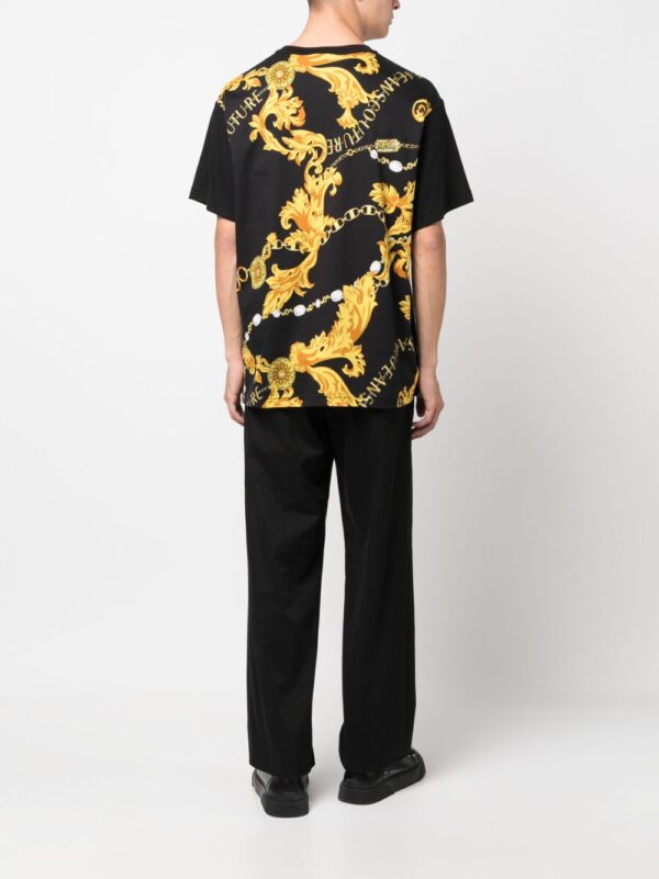⁦baroque-pattern cotton T-shirt⁩ - الصورة ⁦3⁩
