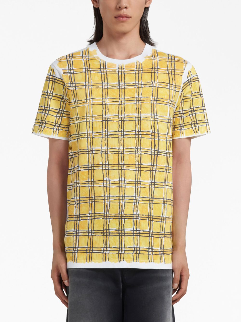 checked cotton T-shirt