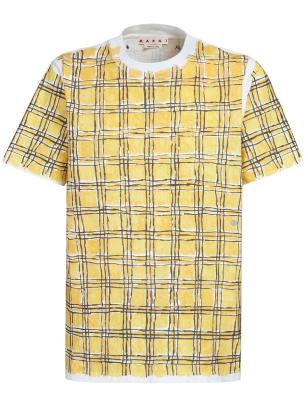 ⁦checked cotton T-shirt⁩ - الصورة ⁦4⁩
