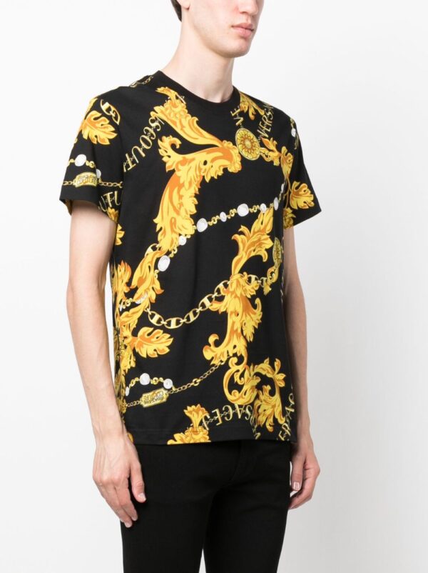 ⁦Barocco-print cotton T-shirt⁩ - الصورة ⁦2⁩