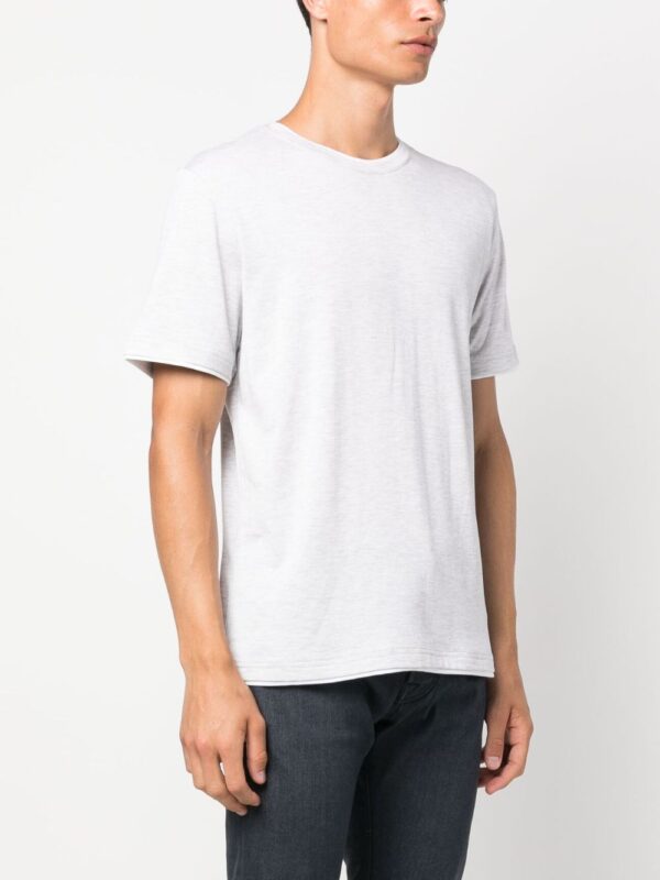⁦double-layer trim cotton T-shirt⁩ - الصورة ⁦4⁩
