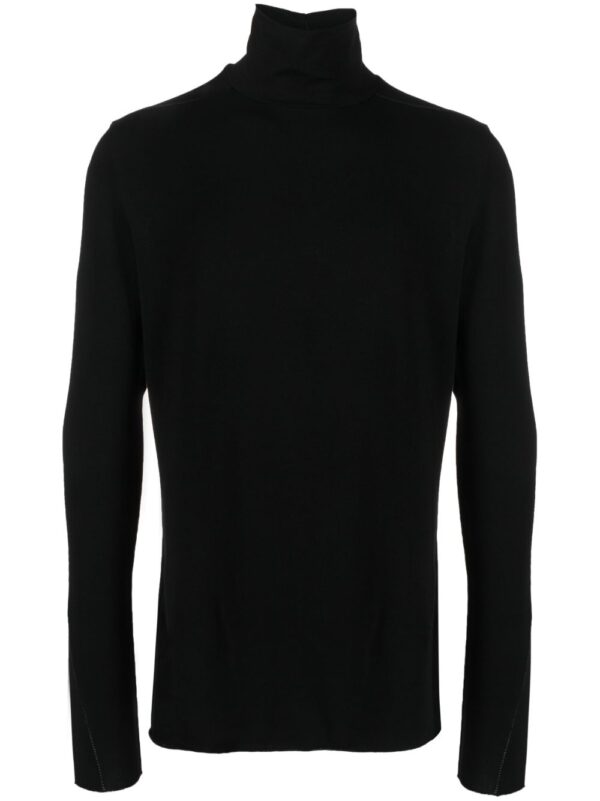 contrast-stitching high-neck T-shirt