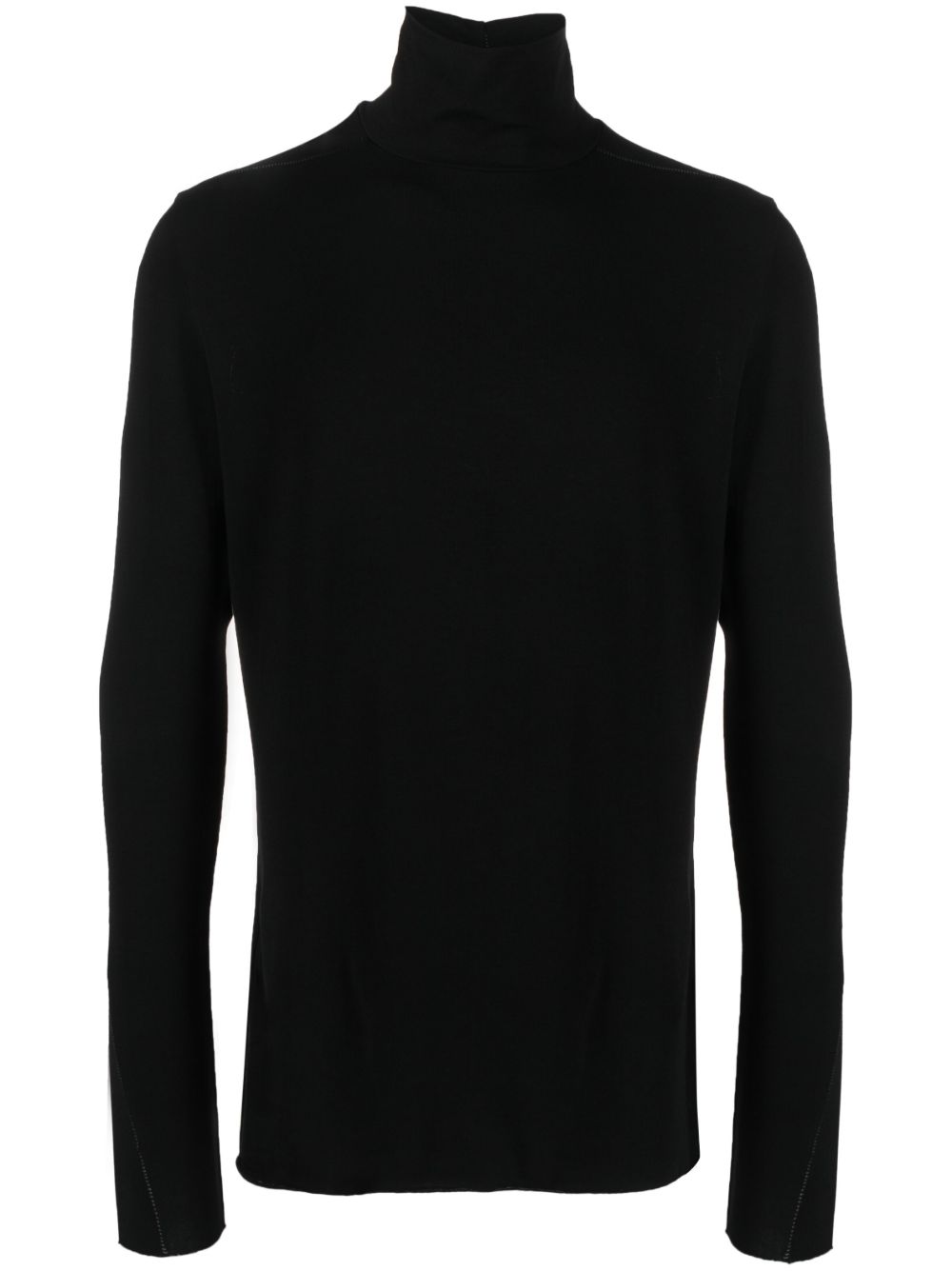 contrast-stitching high-neck T-shirt