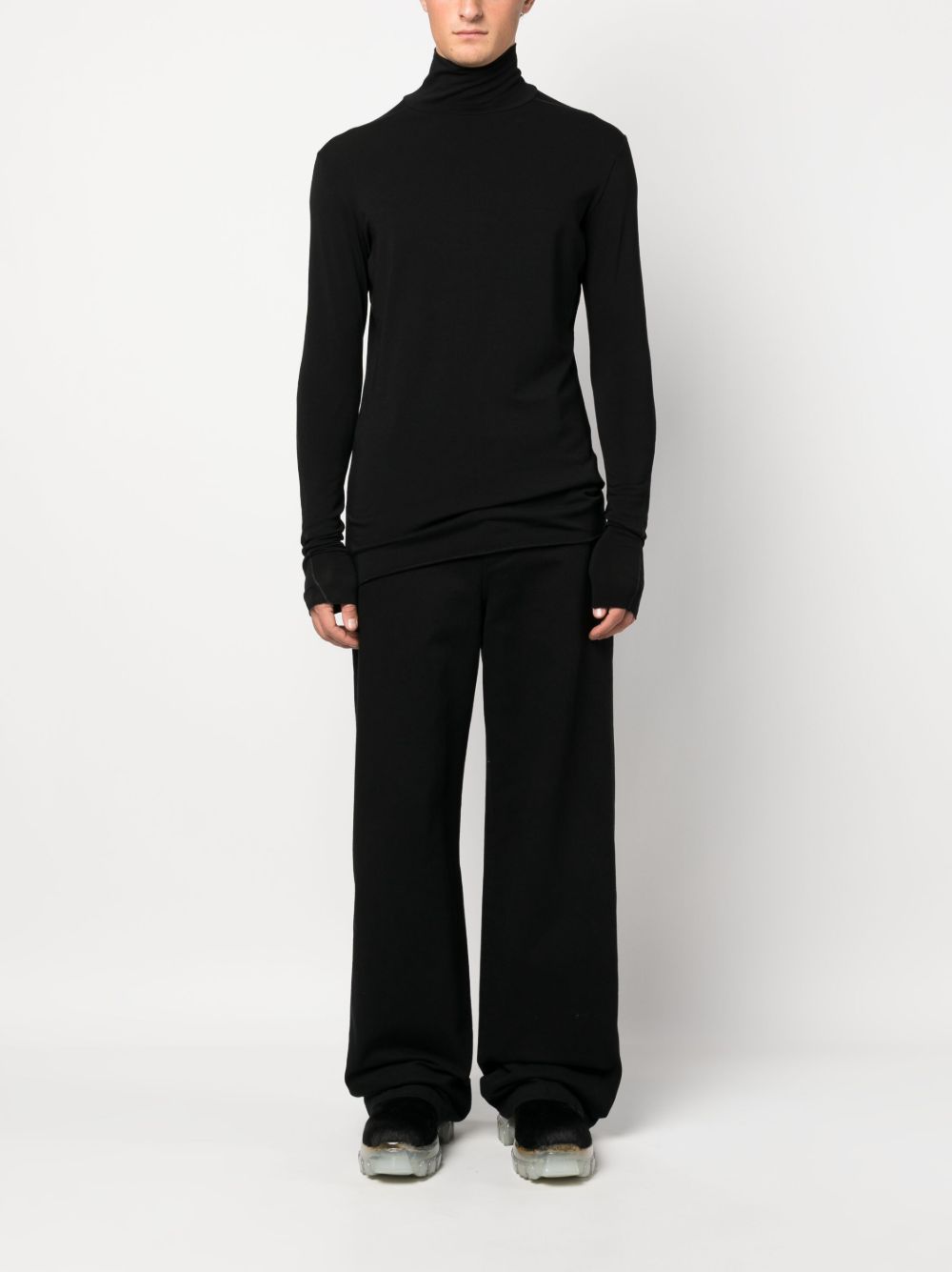 contrast-stitching high-neck T-shirt