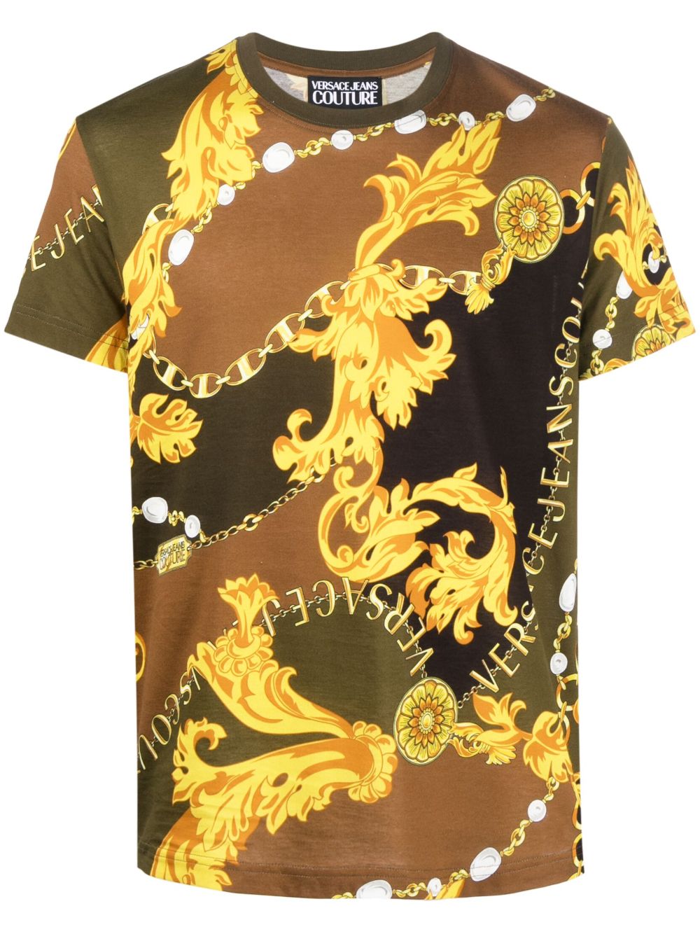 Chain Couture-print cotton T-shirt