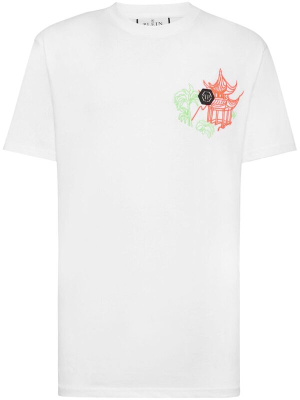 embroidered cotton T-shirt