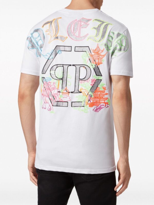 ⁦embroidered cotton T-shirt⁩ - الصورة ⁦2⁩