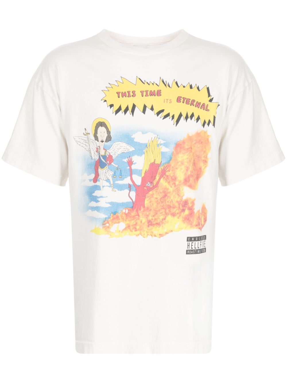 cartoon-print cotton T-shirt