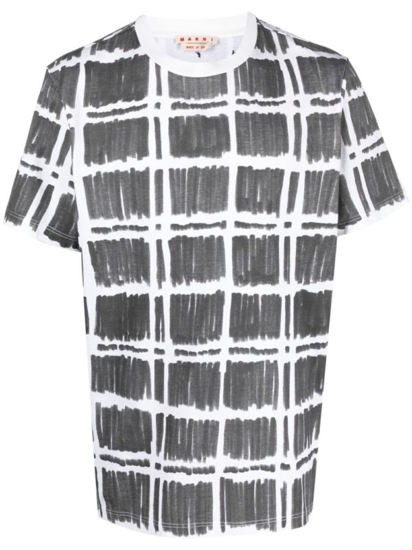 checked-print cotton T-shirt