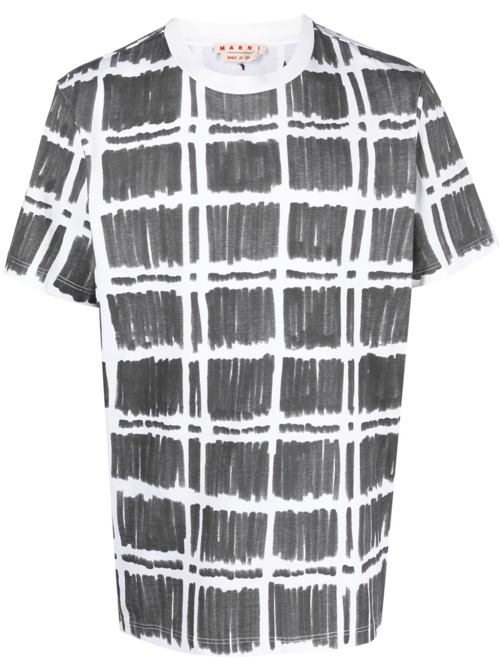 checked-print cotton T-shirt