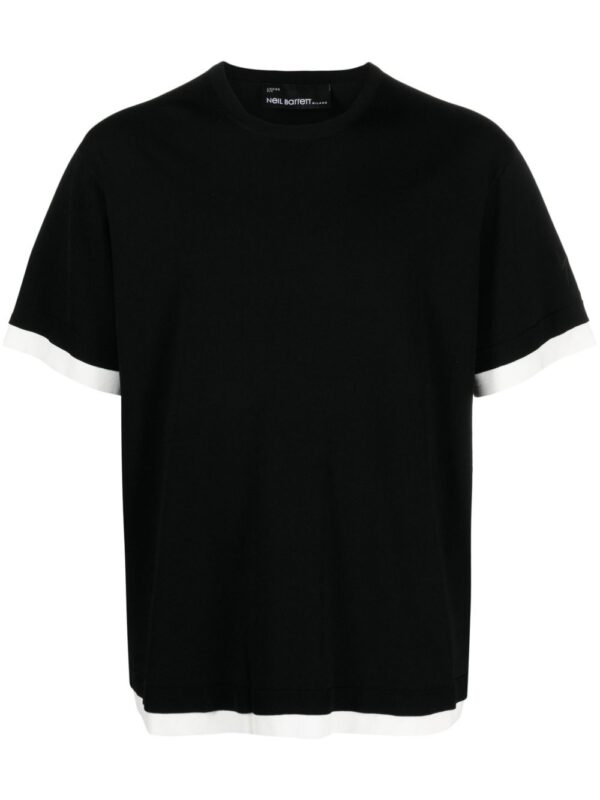 contrasting-trim ribbed-knit T-shirt