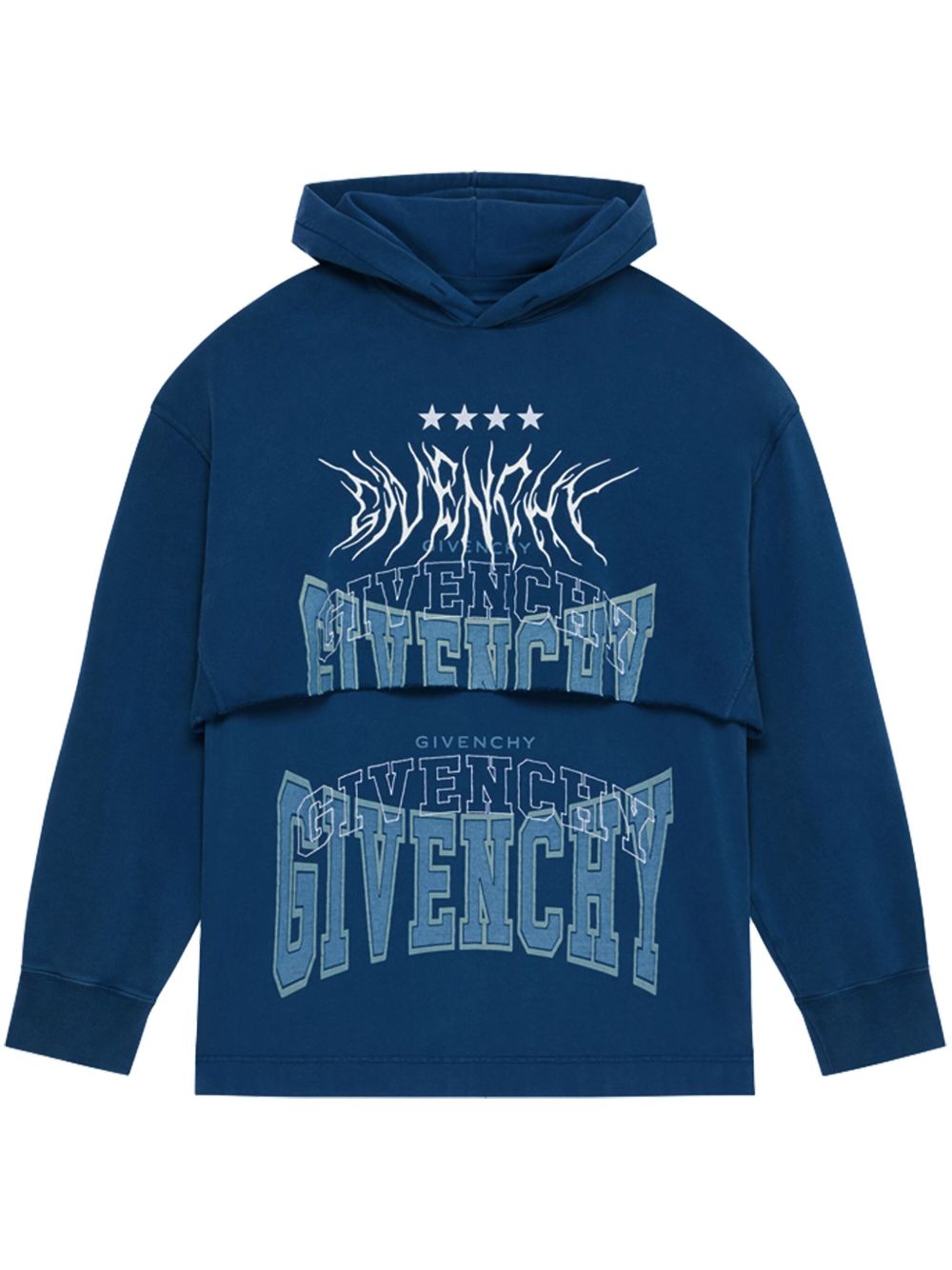 logo-print layered cotton hoodie