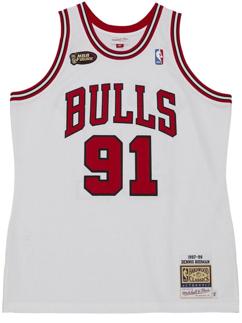 “NBA Chicago Bulls 1997 Dennis Rodman” home finals jersey