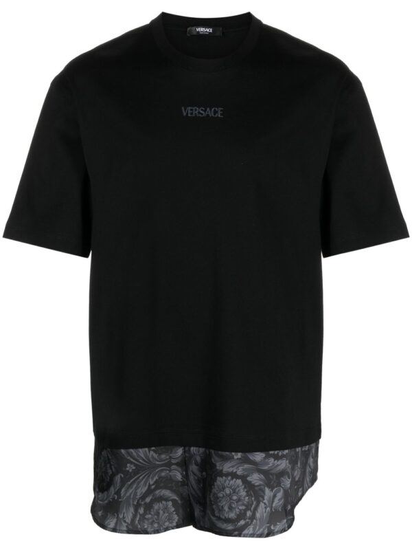 ⁦Barocco-print cotton T-shirt⁩ - الصورة ⁦4⁩