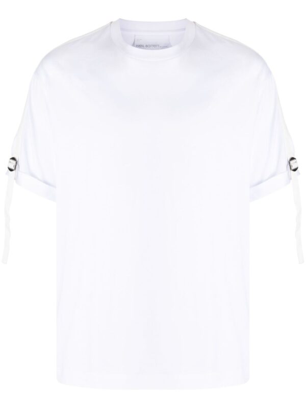 buckle-strap cotton T-shirt