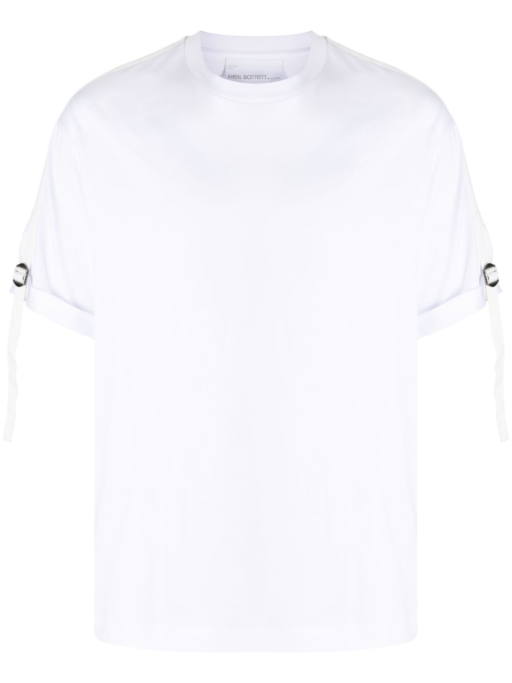 buckle-strap cotton T-shirt