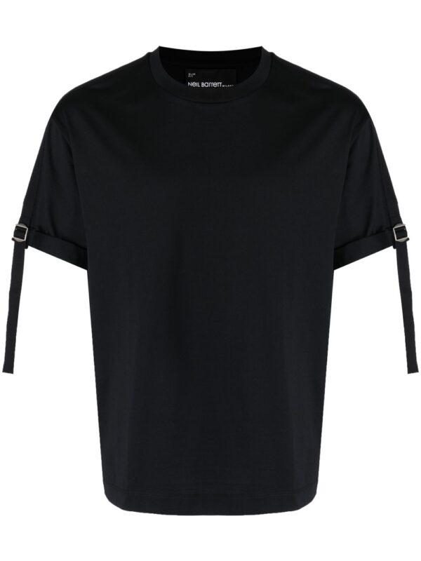 buckle-strap cotton T-shirt