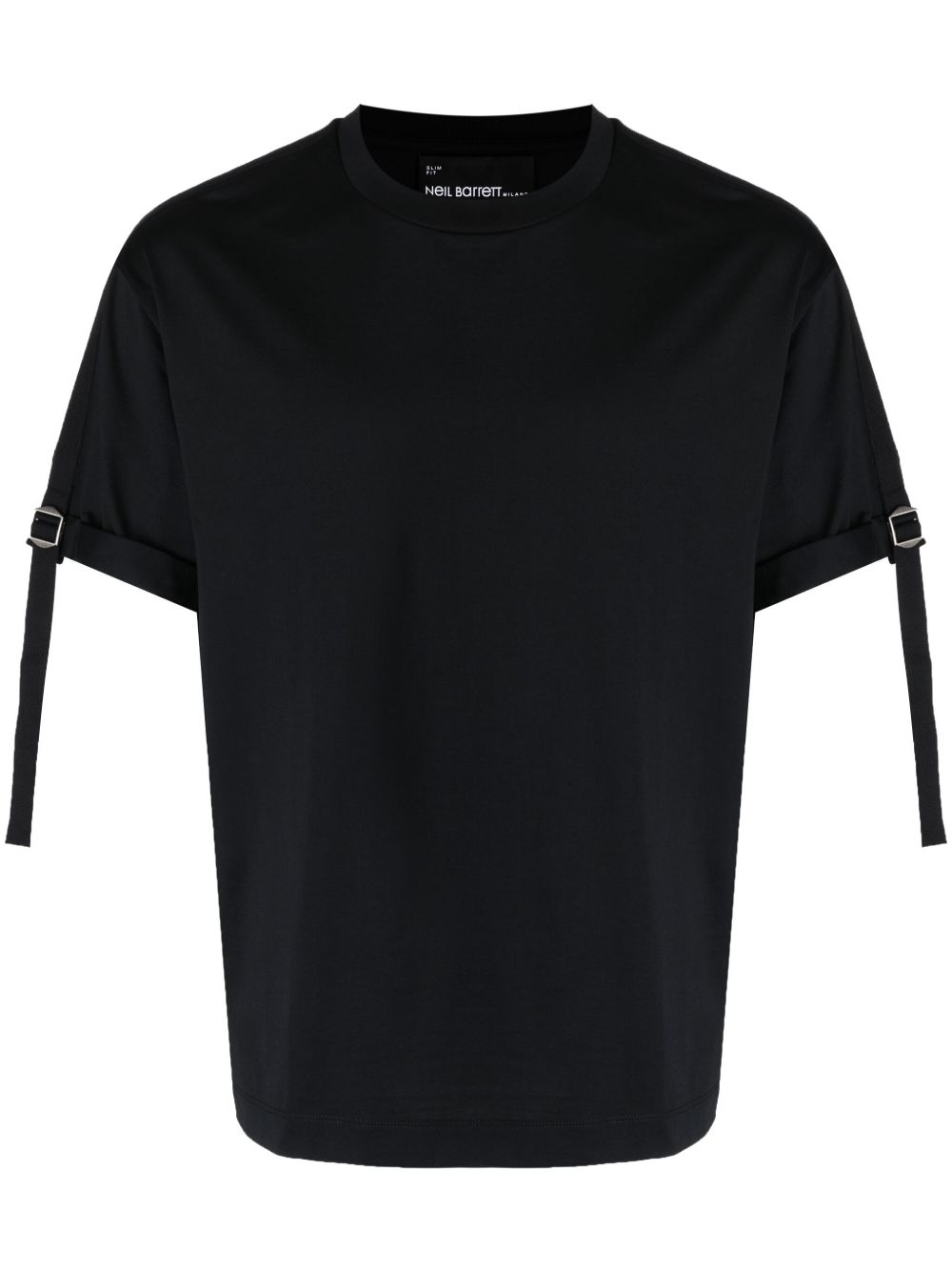 buckle-strap cotton T-shirt