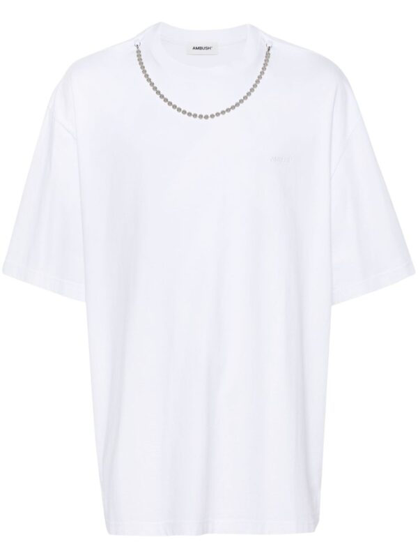 chain-detail logo-embroidered T-shirt