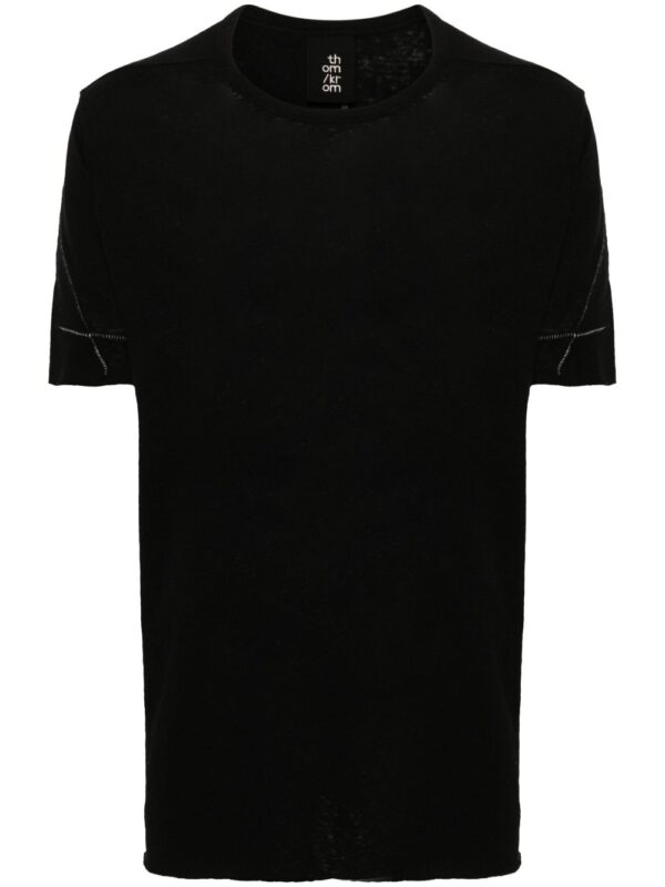 decorative-stitching fine-knit T-shirt
