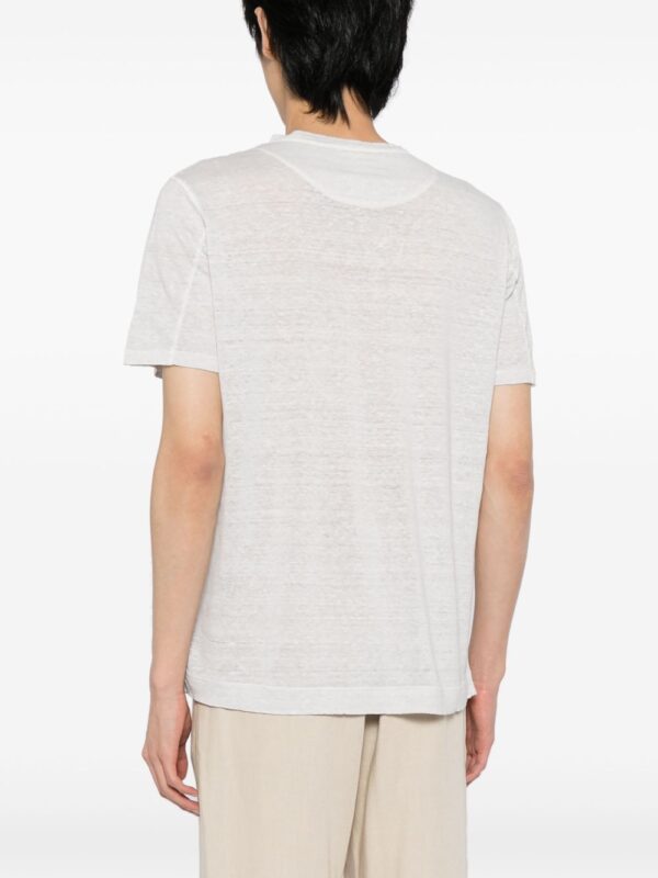 ⁦button-placket linen T-shirt⁩ - الصورة ⁦4⁩