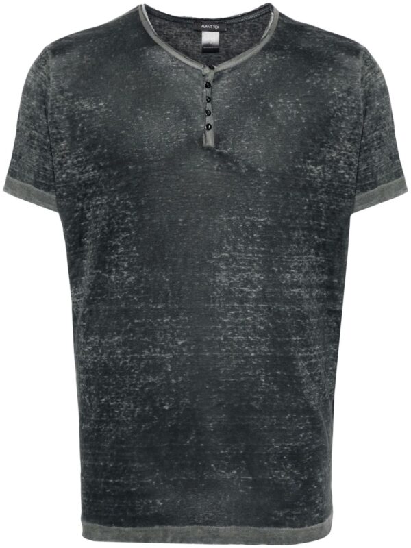 abstract-print linen T-shirt