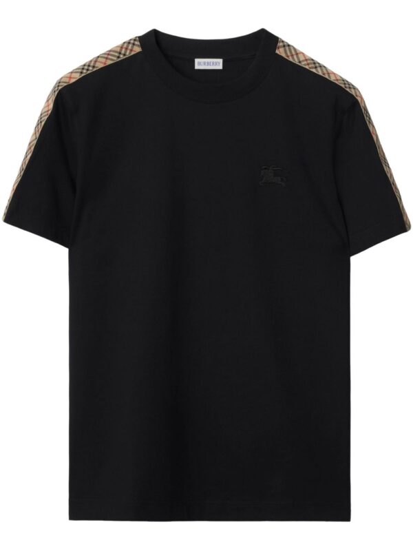 checkered-trim cotton T-shirt