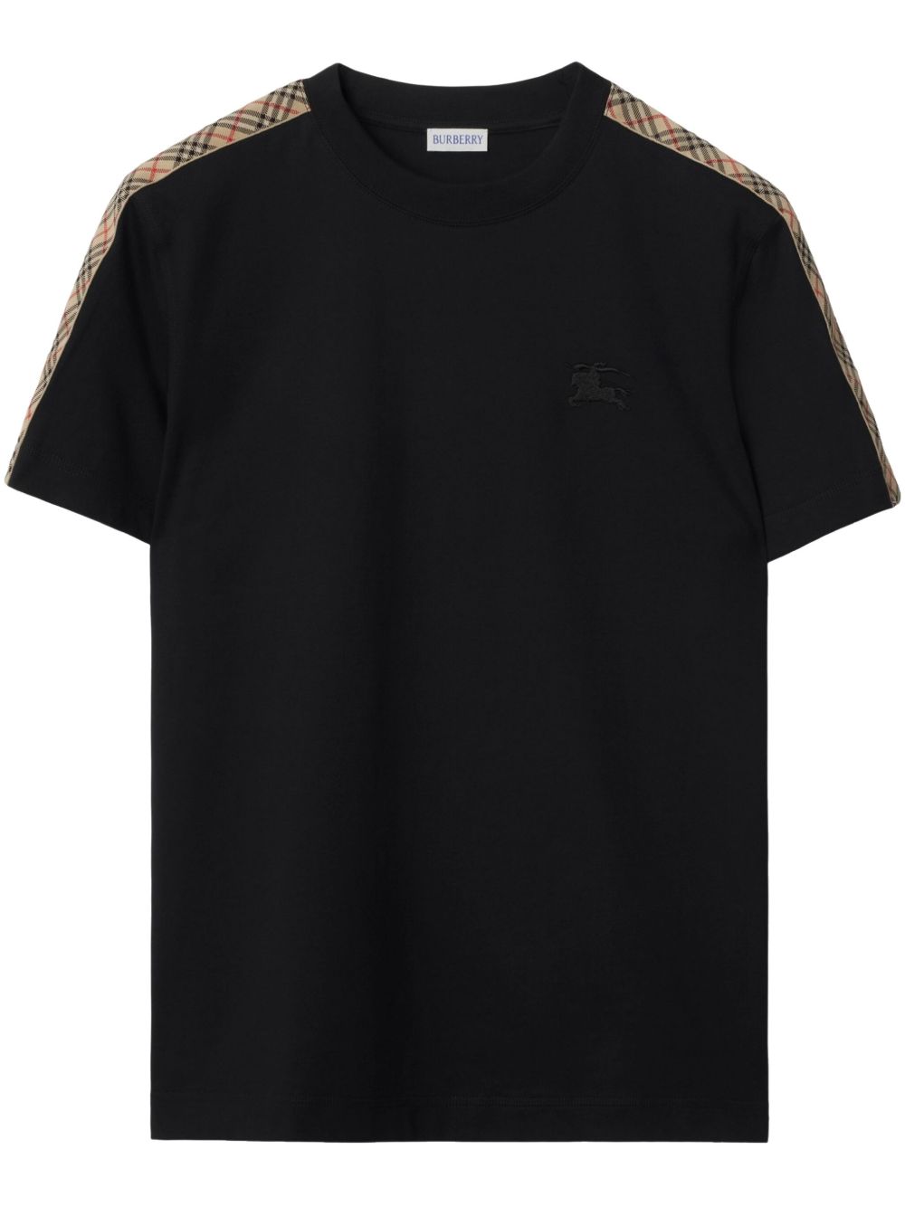 checkered-trim cotton T-shirt