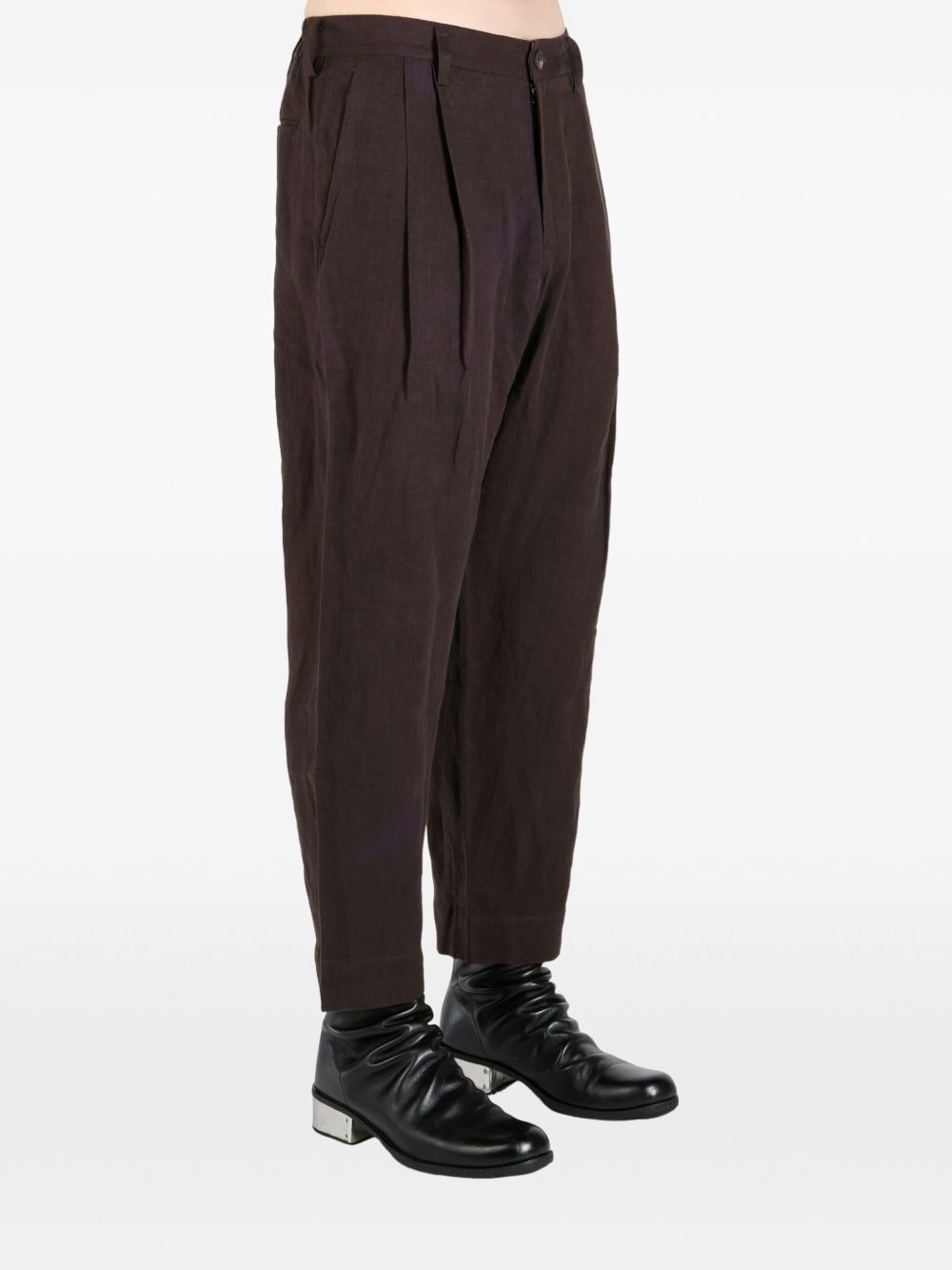 pleated linen trousers